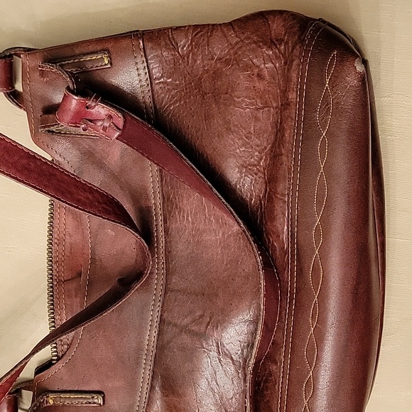 Frye Handcrafted Handbag Burgundy Vintage - Picture 5 of 12